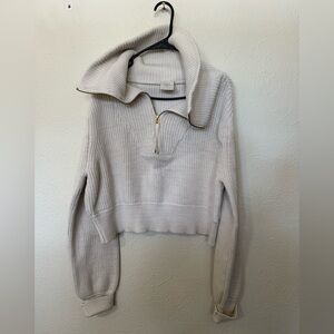 Varley Mentone Half -Zip Pullover Sweater Wide Collar White Off/Egret Size M